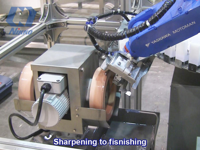 Sharpening knives with a robot